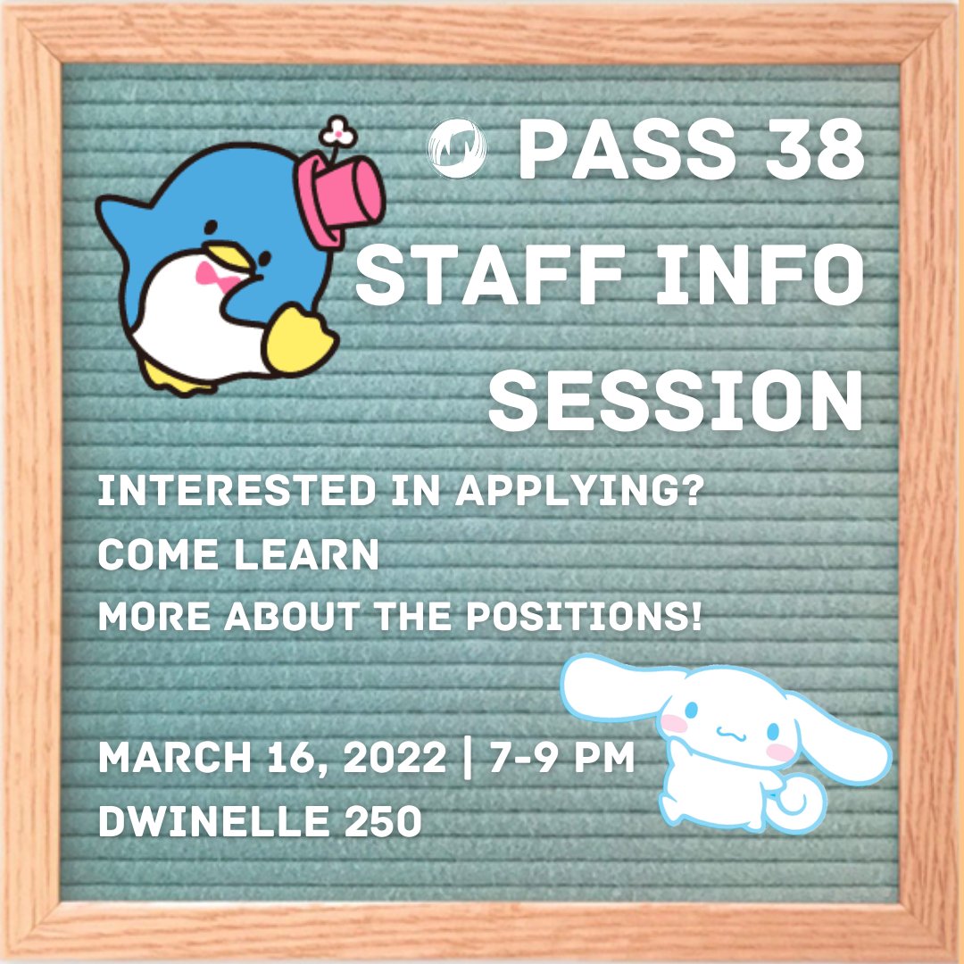 ucbpass's tweet image. Interested in applying for PASS 38 Staff? Learn more about the positions within staff, what it’s like to be on PASS, and why we love doing the work we do! 

Our Info Session will be held on March 16th, 2022 from 7-9 PM in Dwinelle 250. See you there!