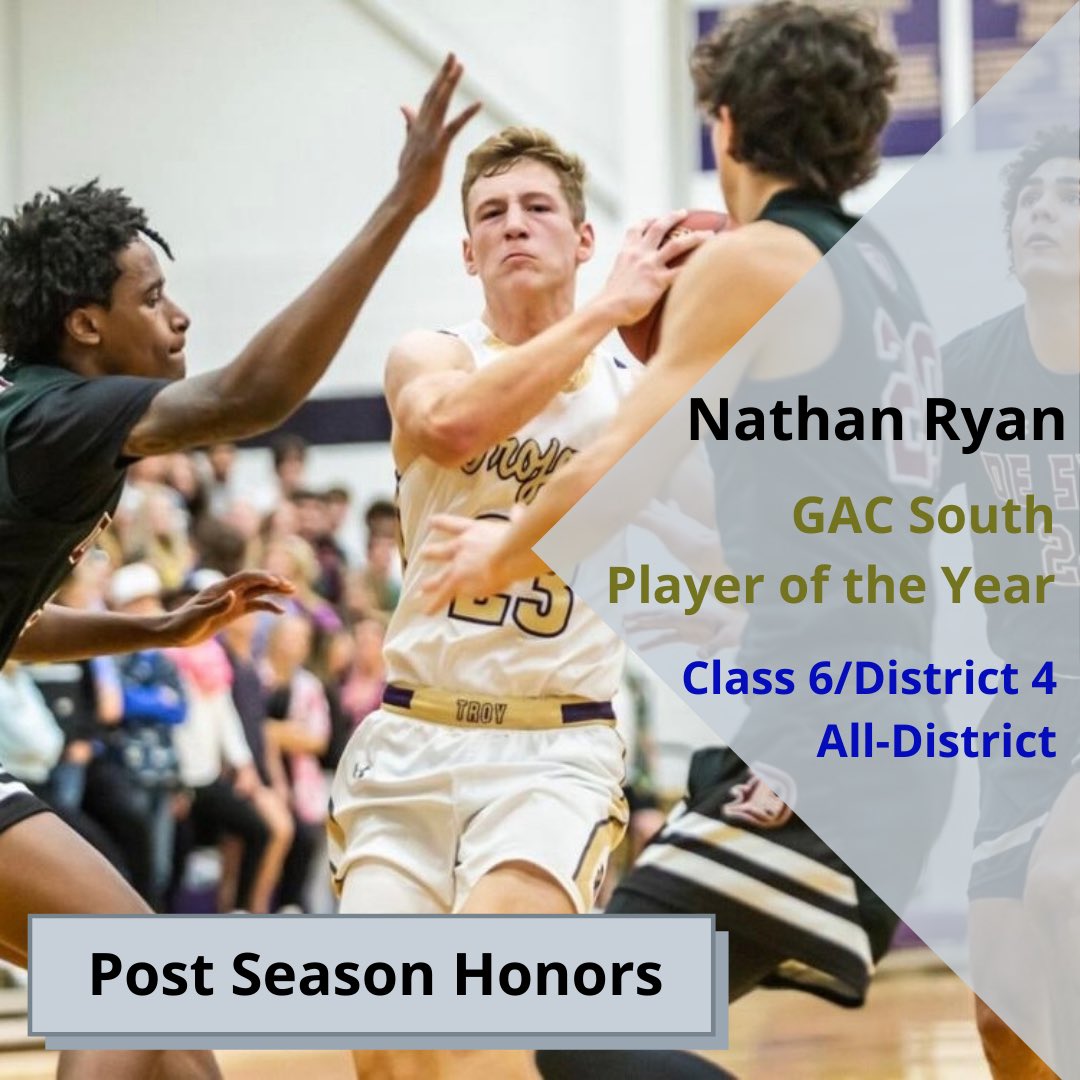 Coach Gilmore (@tbhs_boys_hoops) on Twitter photo Congratulations to <a href="/NathanTR23/">Nathan Ryan</a> for the following post season honors:
🏀GAC South Player of the Year
🏀Class 6/District 4 All-District Team Congratulations to <a href="/NathanTR23/">Nathan Ryan</a> for the following post season honors:
🏀GAC South Player of the Year
🏀Class 6/District 4 All-District Team