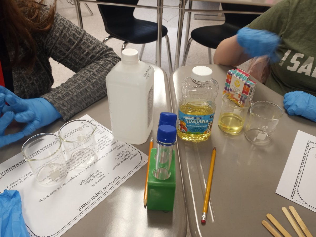 TJHS_Tara's tweet photo. Mrs. B's class had a colorful time with the Rainbow Experiment.Testing to see if all liquids have the same density. #spiritofinclusion https://t.co/3fqcZog3Bd