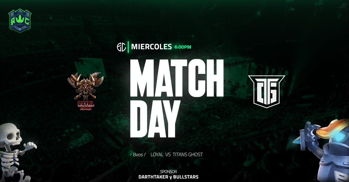 RWC cup (@rwc_a) on Twitter photo #ClashRoyale | RWC E14
📍 Matchday | 8avos
<a href="/Esport_Loyal/">Loyal eSports🇲🇽</a> VS <a href="/titans_ghost/">TITANS GHOST</a>
⏰ 1am🇪🇦, 6pm 🇲🇽
🚫NO te lo pierdas
📎 twitch.tv/gat0pard0
¡Que gane el mejor! #ClashRoyale | RWC E14
📍 Matchday | 8avos
<a href="/Esport_Loyal/">Loyal eSports🇲🇽</a> VS <a href="/titans_ghost/">TITANS GHOST</a>
⏰ 1am🇪🇦, 6pm 🇲🇽
🚫NO te lo pierdas
📎 twitch.tv/gat0pard0
¡Que gane el mejor!