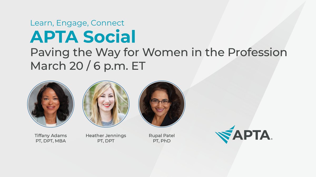 APTA_official's tweet photo. As an association founded by women, we’re excited to host a panel discussion on the topics of women’s empowerment and mentorship in the professional setting. https://t.co/qn02lWF7Po https://t.co/ifCGhjYviz