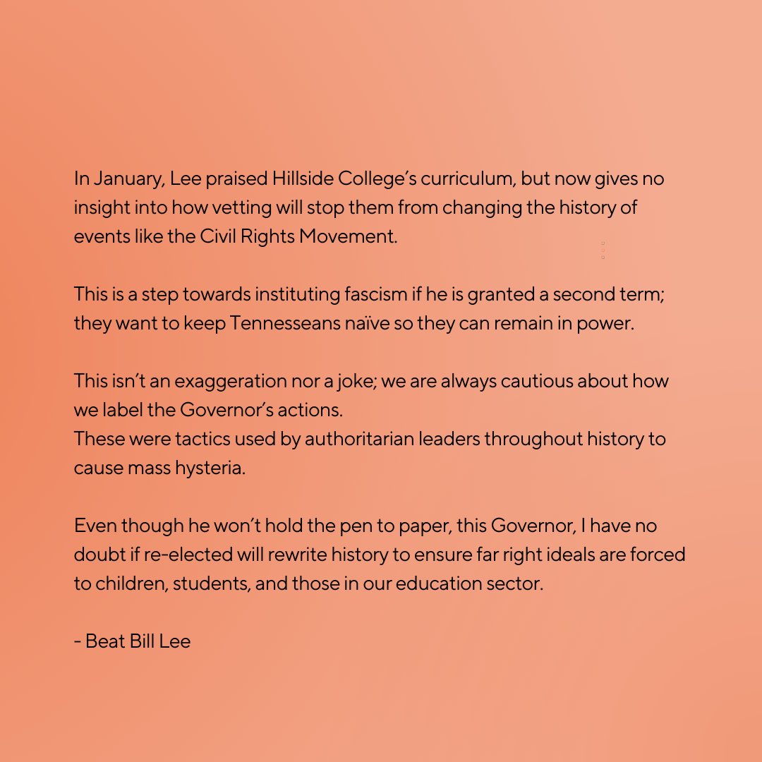beatbilllee's tweet photo. Our statement regarding the Civil Rights news of Hillside College &amp; Governor Lee. https://t.co/prXFPJAv6X