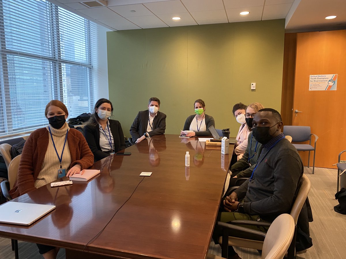 On day 3, the UN #YouthChampions4Disarmament met with the Office of the <a href="/UNYouthEnvoy/">UN Youth Envoy</a>, spoke to <a href="/UN_DIsarmament/">UN Office for Disarmament Affairs</a> staff about developments in the area of science &amp; tech, and observed the #UNSC Arria Formula on Climate Finance for Sustaining Peace &amp; Security. 👇

#Youth4Disarmament