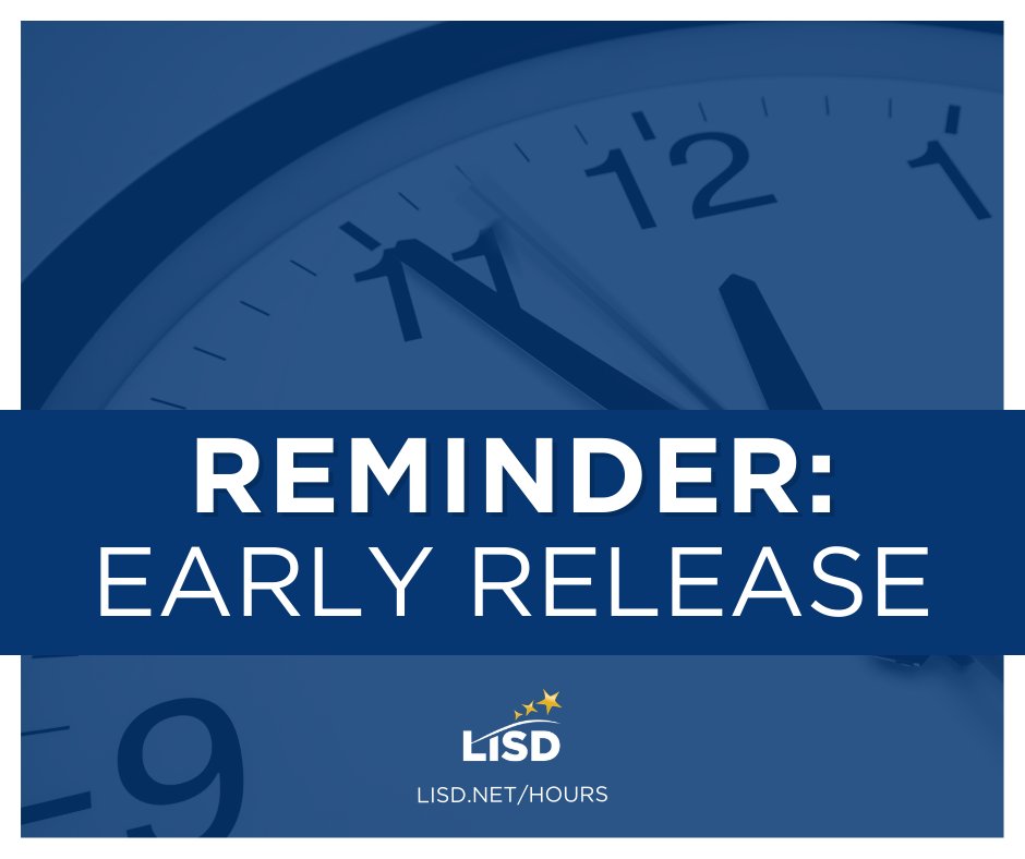 Lewisville ISD (@lewisvilleisd) on Twitter photo ⏰ REMINDER: Friday, March 11 is a student early release day and Monday, March 14 - 18 is a holiday break. View the academic calendar (lisd.net/cal) or find dismissal times (lisd.net/hours). ⏰ REMINDER: Friday, March 11 is a student early release day and Monday, March 14 - 18 is a holiday break. View the academic calendar (lisd.net/cal) or find dismissal times (lisd.net/hours).
