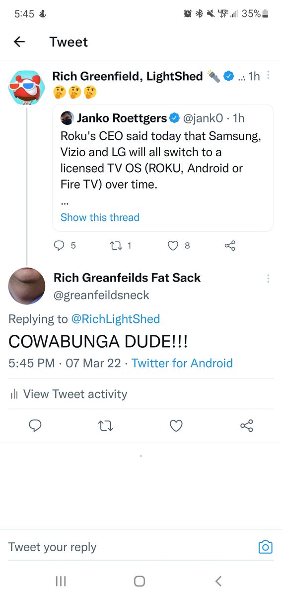 greanfeildsneck's tweet photo. THREE TIME BLOCKED BY RICH GREENFIELD CHAMPION OF THE WOOOOOOOOOOORLD!!!

He needs to calm down, he blocked me for the third time over nothing. All I did was quote my favorite Teenage Mutant Ninja Turtle goddamn. https://t.co/XLoGMM2ljQ