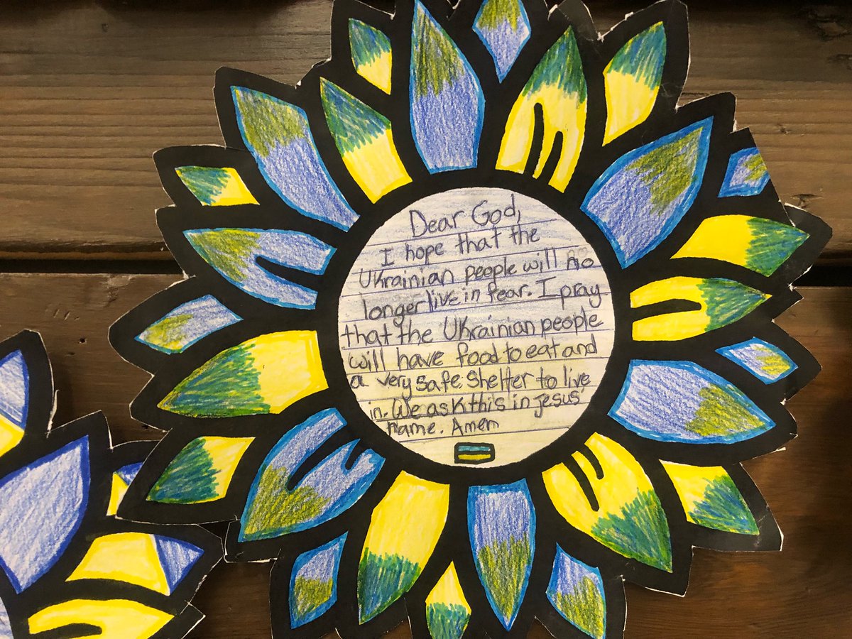 GoodShepherdECS's tweet photo. Grade 5 students created prayers in support of the people in Ukraine. #ecsdfaithinspires https://t.co/Mr4IL2dPIR