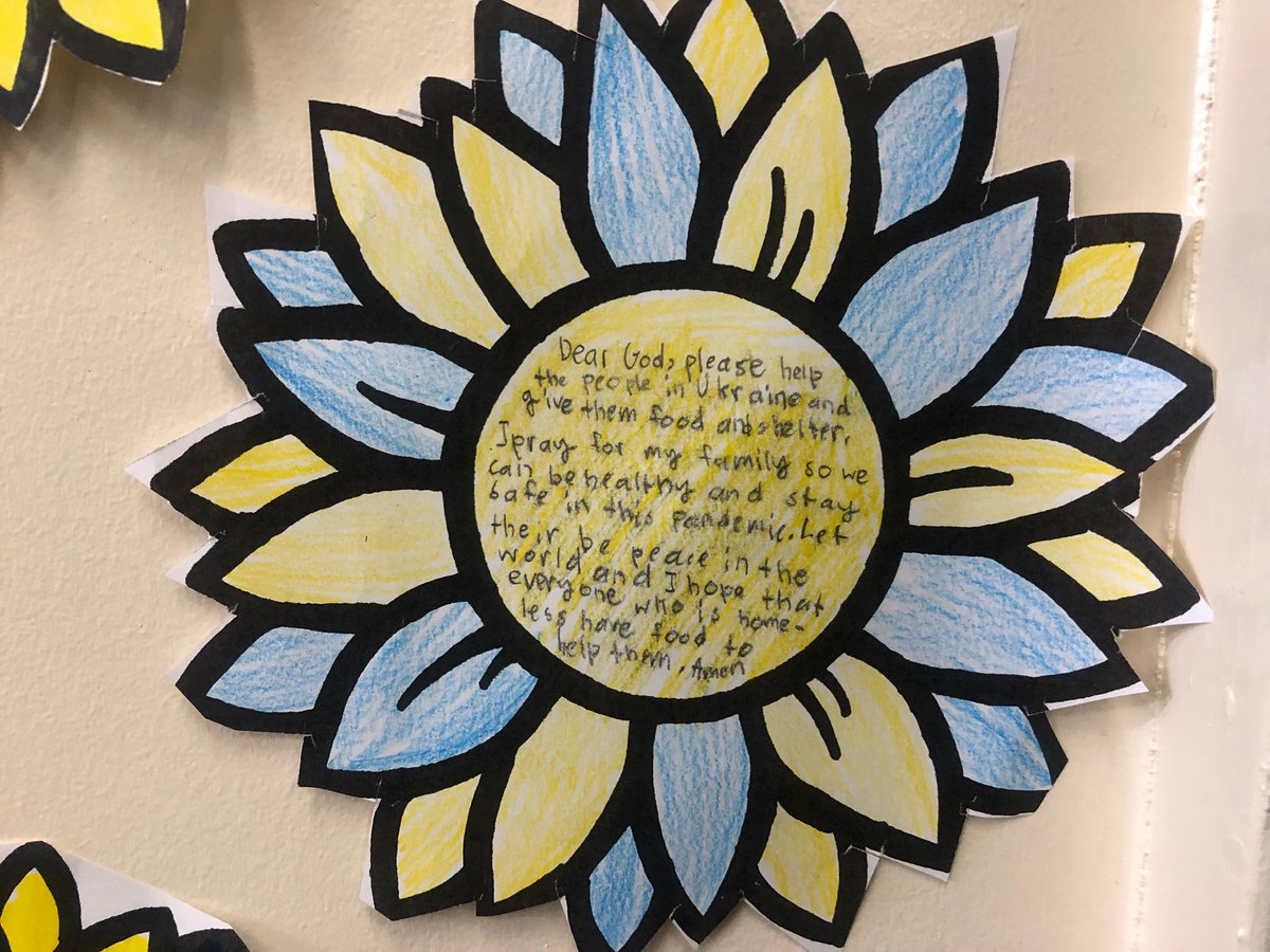 GoodShepherdECS's tweet photo. Grade 5 students created prayers in support of the people in Ukraine. #ecsdfaithinspires https://t.co/Mr4IL2dPIR