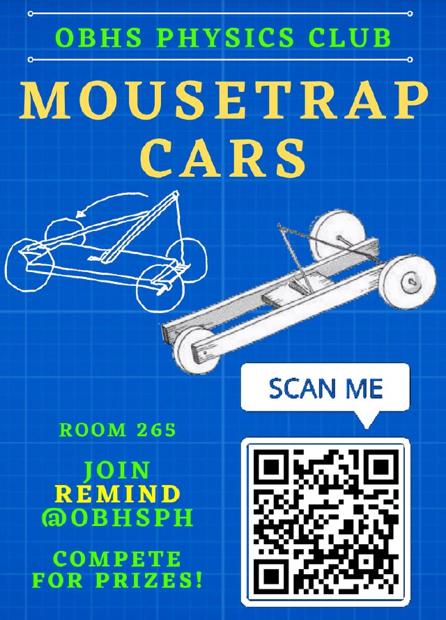 Building session for mousetrap cars tomorrow in Room M265!