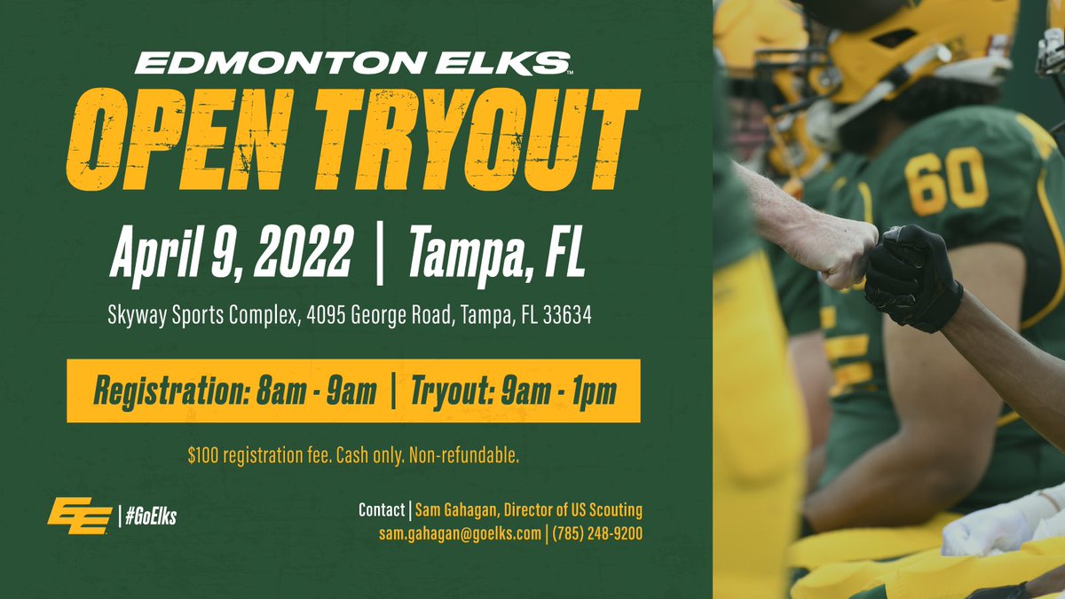 Sammy G. (@sammyg75) on Twitter photo Florida athletes where you at!? Do you want to be a part of the <a href="/GoElks/">Edmonton Elks</a> , this is your opportunity. We look forward to hosting you! <a href="/geroysimon/">Geroy Simon</a> <a href="/ChrisJonesHC/">Coach Chris Jones</a> <a href="/victorcui/">Victor Cui</a> Florida athletes where you at!? Do you want to be a part of the <a href="/GoElks/">Edmonton Elks</a> , this is your opportunity. We look forward to hosting you! <a href="/geroysimon/">Geroy Simon</a> <a href="/ChrisJonesHC/">Coach Chris Jones</a> <a href="/victorcui/">Victor Cui</a>