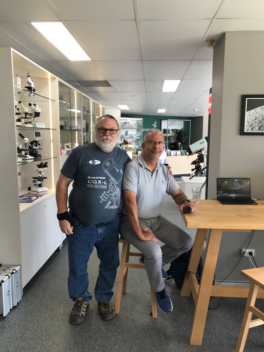 BintelShop's tweet photo. Old friends catching up today at BINTEL.
On the right - Jean-Christophe Millot, President Astronomical Association of New Caledonia, with BINTEL's Don Whiteman.
#bintel #astronomy #newcaledonia #telescope https://t.co/b3UjvKIxuG