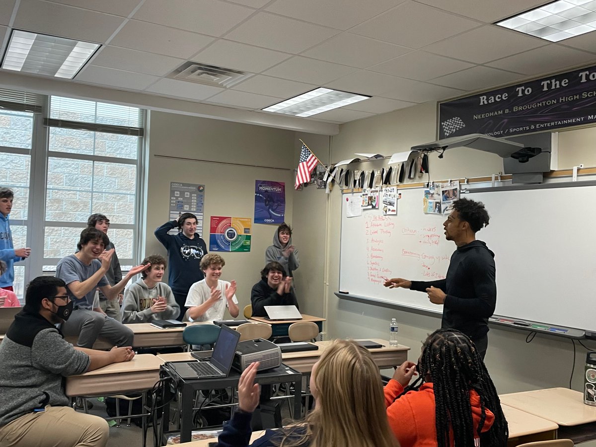 NBHS_CIMC's tweet photo. Stopped by Mr. Smith's class today and caught his #Marketing students @NBroughtonHS engaged in #ProductProposals and classmates sharing #ConstructiveCriticism to aid product improvement. Loved seeing the students excited to share ideas for improvement. #GreatInteraction #CTEworks https://t.co/NuO8LwvZ3d