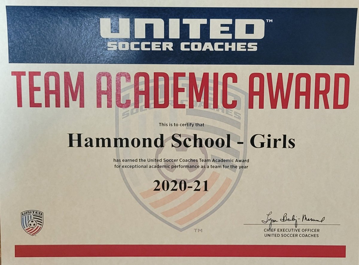 HammondWSoccer's tweet photo. Congratulations to our 2021 Varsity Girls Soccer Team for earning the @UnitedCoaches Team Academic Award. Thank you to our teacher dor pushing our student athletes in the classroom!
#FlyWithUs | #RunItBac https://t.co/DGbuCsO0XO