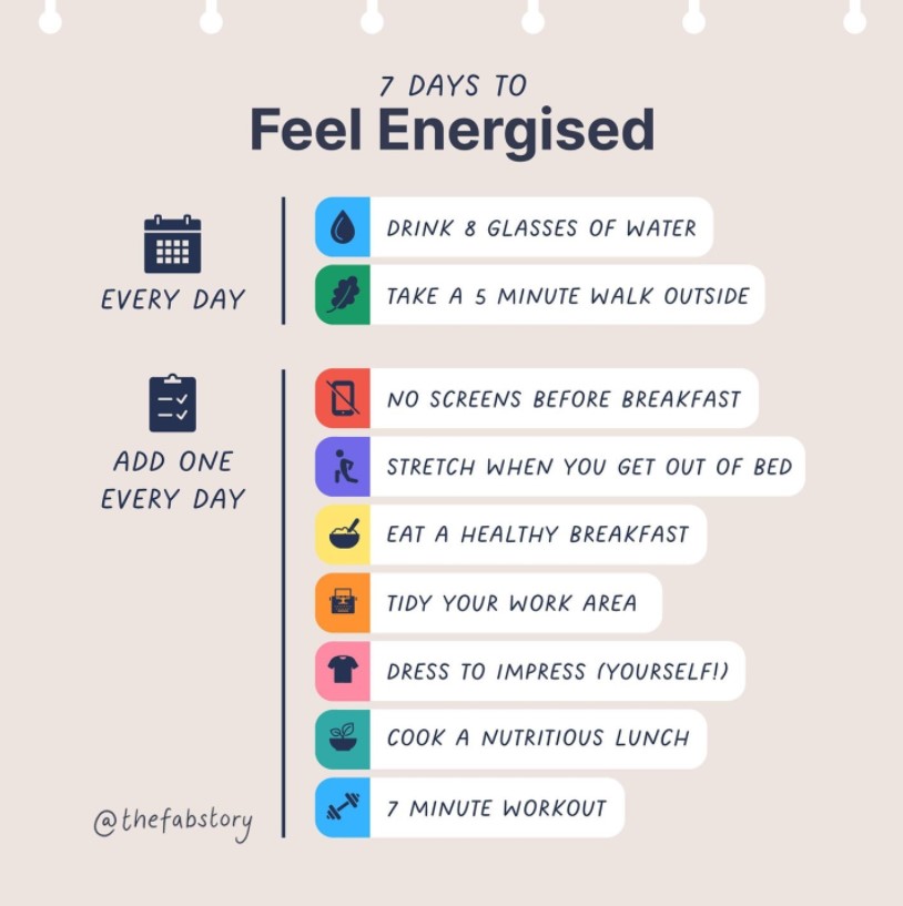 SeaSaltTherapy's tweet photo. Need a little pick-me-up in the middle of the week? Check out these tips &amp; tricks - then turn them into your healthy habits. It doesn't take much and the benefits go a long way! 

#energy #energychallenge #needenergy #takewalks #dresstoimpress #drinkwater https://t.co/vCGFsvrfE9