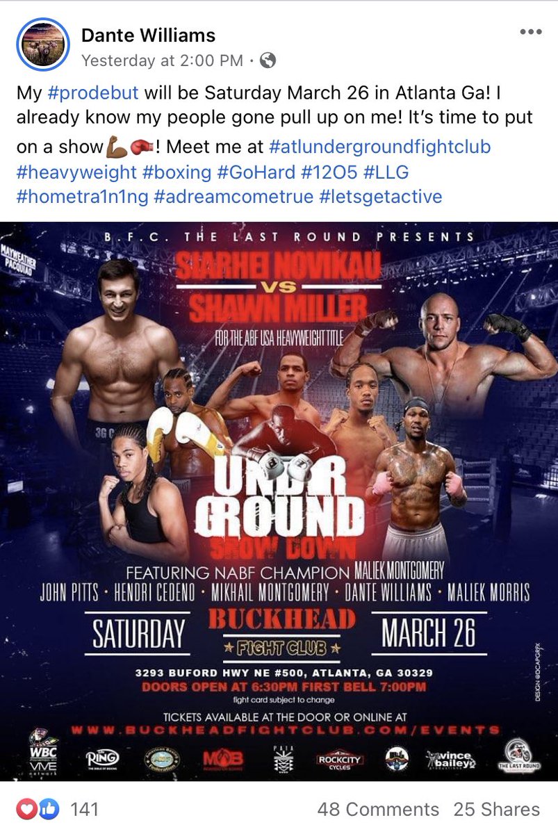 Dunson_1205's tweet photo. My #prodebut is March 26 in Atlanta Ga! I know all my people gonna pull up on me💪🏾🥊 https://t.co/tnc2VBu7qG