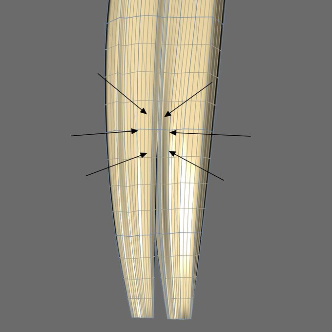 (後でUV維持したままポリ削減を楽にするため)サブディビジョンサーフェイスでポリゴンを格子状に並べたまま枝分かれさせるの難しすぎ問題 