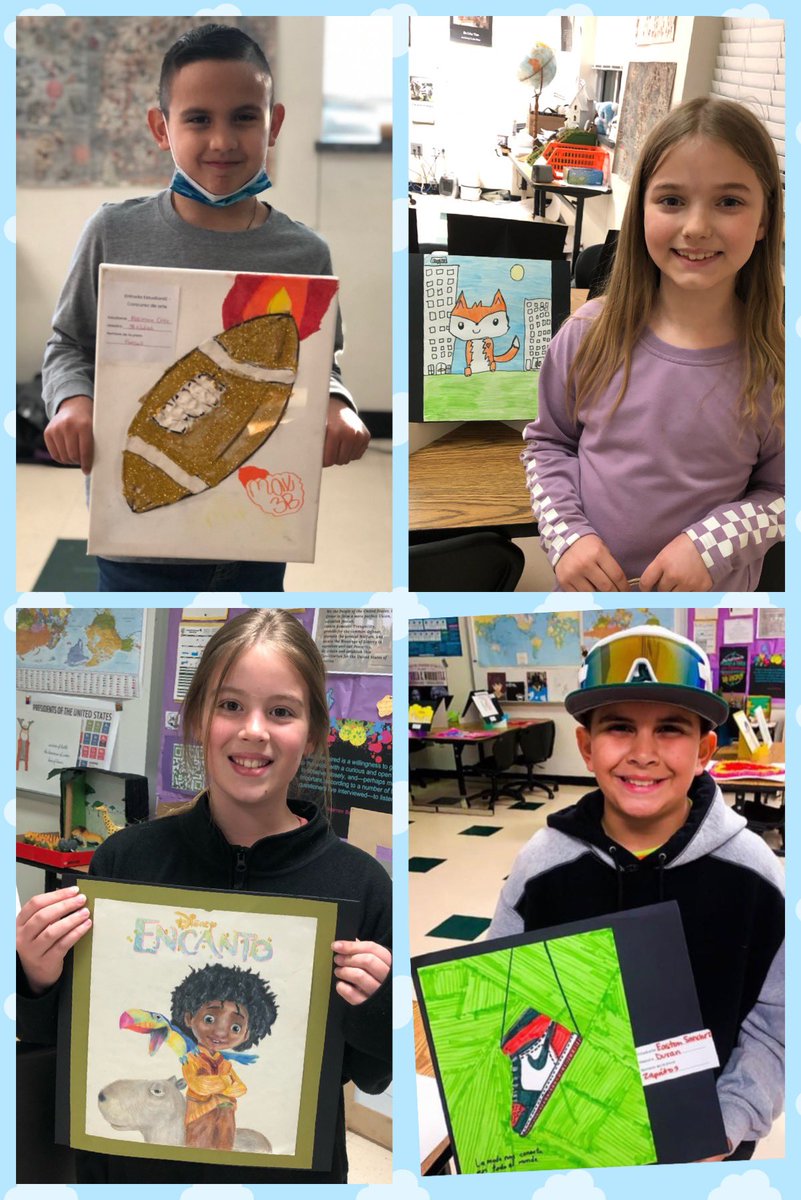 WaxDualLanguage's tweet photo. ⭐️🖼⭐️We had almost 90 young artists enter our 2nd Annual Concurso de Arte!!! 

Here are a few of the talented &amp; creative 🎨artistas bilingües🖌 

#youngartistas #wisdDLscholars https://t.co/GPdEjxi5t8