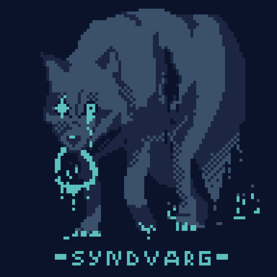 PerplexelPixels's tweet photo. "Syndvarg, Angel Devourer"
96x96 4 Colors
For pixel dailies theme "Wolf"
An ancient wolf that has tasted the blood of angels and now hunts them down. 

#pixel_dailies #pixelart #wolf #bossfight @Pixel_Dailies https://t.co/PaTg78qeu6