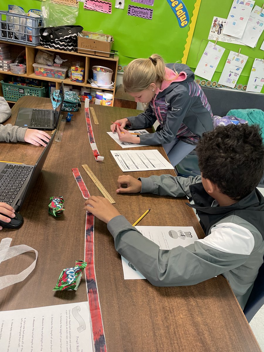 Mrs. Marion's 5th grade students using Fruit By The Foot to learn about measurement.