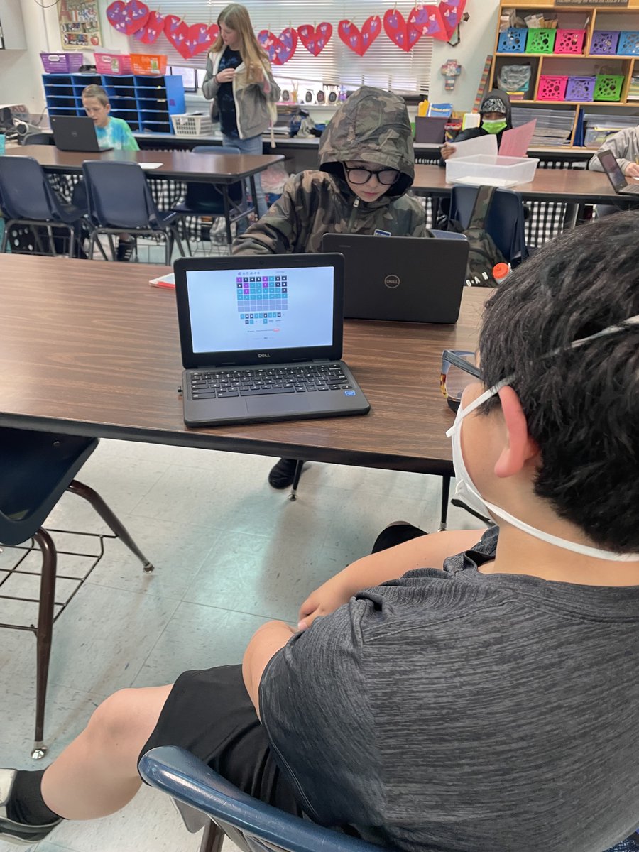 Mrs. Marion challenges her 5th grade math students with Wordle, Nerdle, and Globle.