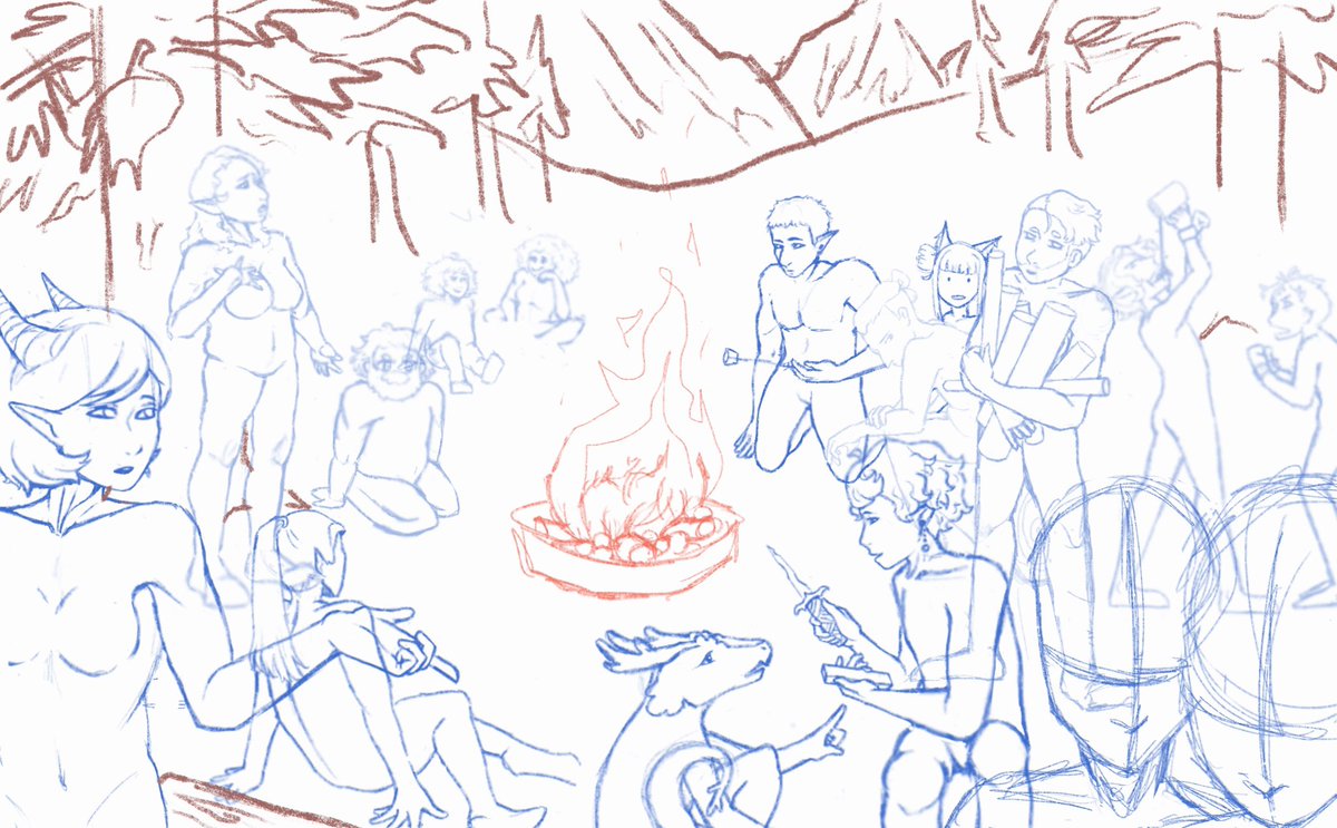 bakedbeancicles's tweet photo. Im sadly going to have to cover most of this with clothes but im SO PROUD of the anatomy on some of these characters.i know its not perfect but im happy with it :))) https://t.co/NNCThIX3of