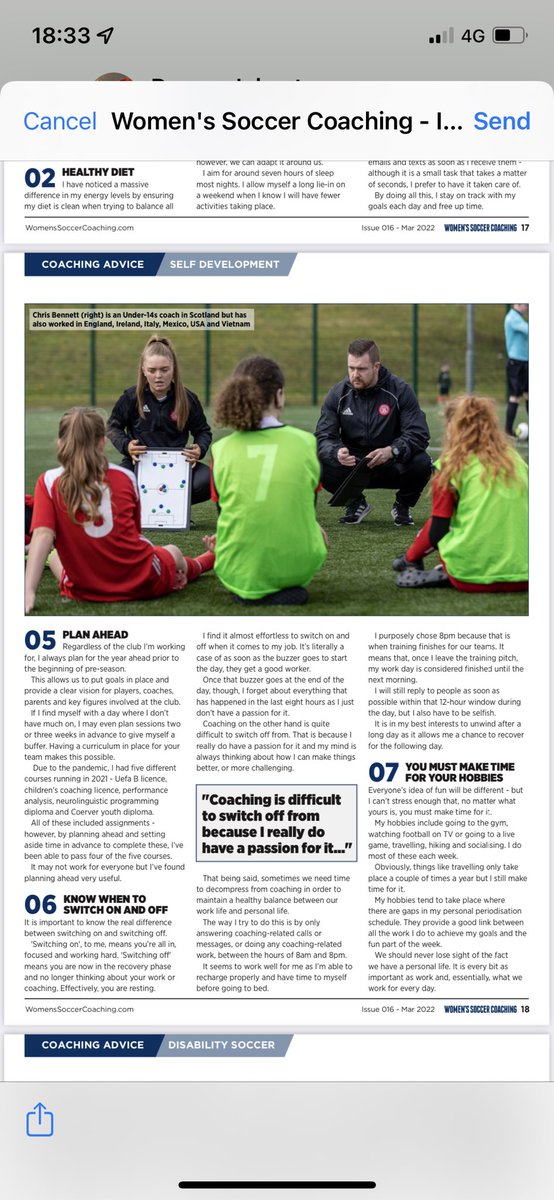 cbennett_ml2's tweet photo. I was asked to do a piece on “Maintaining a Work- Life Balance” back in December for @SoccerCoaching magazine. Today it was finally published and is the first time I’ve attempted to do this sort of thing. #Football #Coaching #SundayShare https://t.co/VoO1yKgvHz