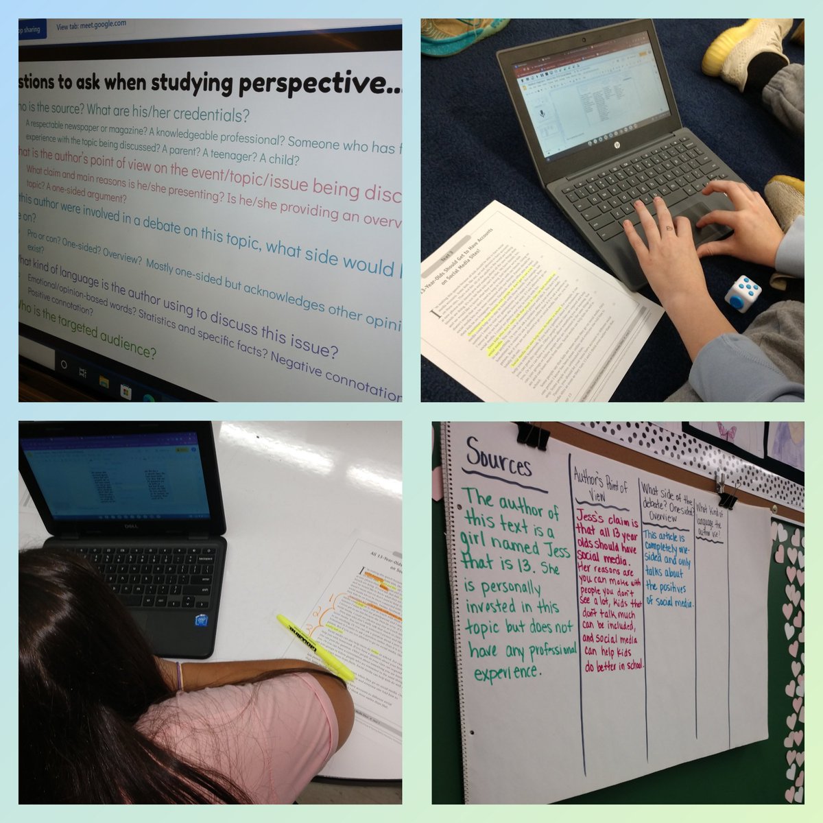 Our 5th graders worked in groups to analyze perspective and point of view in a nonfiction article about social media 🤩 @NutSwampTigers