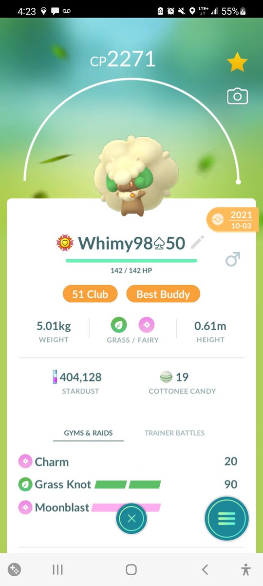 ArborAndyYT's tweet photo. Finished #Whimsicott #xleague #xlPokemon #xlcandy #candyxl #PokemonGO #gobattleleague #ultraleague https://t.co/CHUE4V0fdk