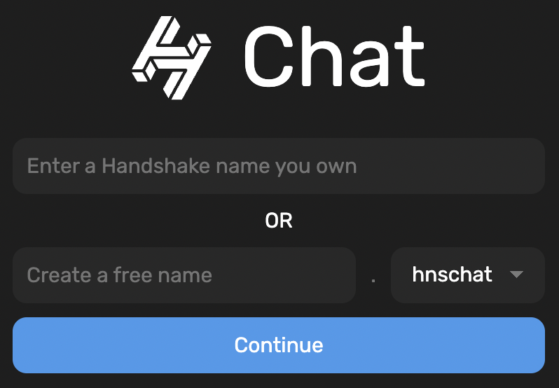 hnschat's tweet image. For those of you who want to try but don't have a $HNS name, here ya go 😁