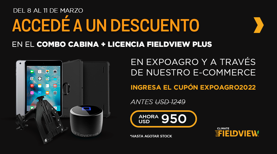 Adquirí #FieldView 🌾 con descuento en nuestro e-commerce aplicando el cupón ExpoAgro2022 💪.
No te pierdas de este beneficio exclusivo. ¡También te esperamos mañana en el stand 460 para seguir disfrutando de un evento increíble 😀!
👉🏼 bit.ly/3MvMpNy 
#ExpoAgro2022