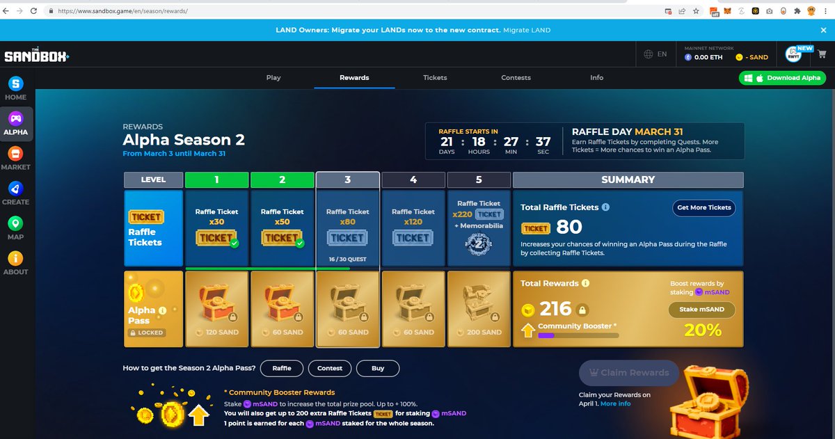 Hazzard_Rio's tweet photo. @TheSandboxGame I just participated in the daily #SandboxAlphaS2Contest for a chance to earn up to 1,000 $SAND! Starting March 9 -  Show your Raffle Tickets. Check out my screenshot below! 👇 #SandboxAlphaS2 https://t.co/291REcr6IK