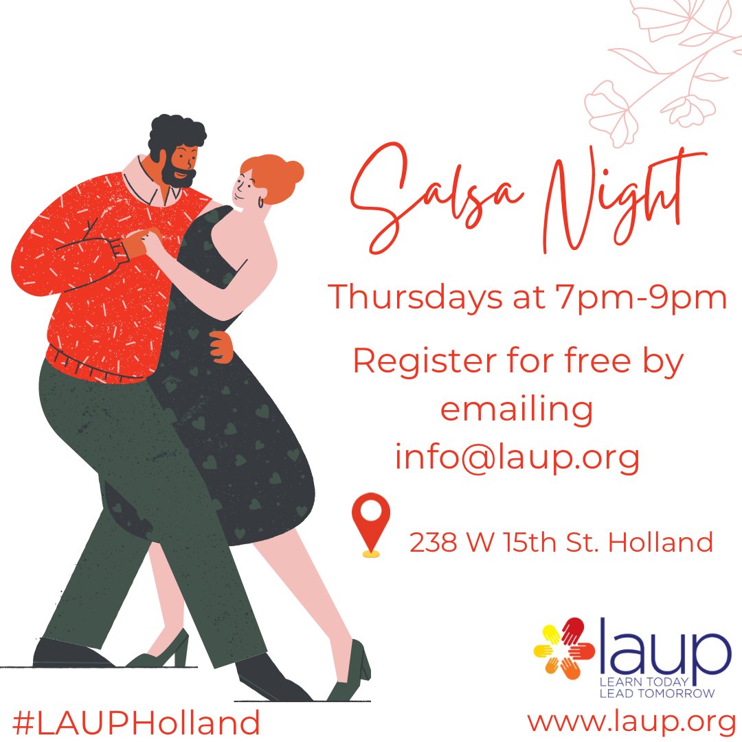 Salsa is back! After last week’s break, we’re happy to have salsa club meet Thursday at 7pm!
¡La salsa ha vuelto! ¡Después del descanso de la semana pasada, estamos felices de que el club de salsa se reúna el jueves a las 7 p.m.!