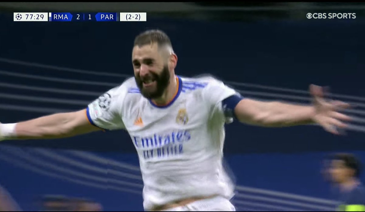 FOXSoccer's tweet photo. BENZEMA HAT TRICK TO TAKE THE LEAD!!!!!

UNBELIEVABLE 😱😱😱😱 https://t.co/pJcifw7IBd