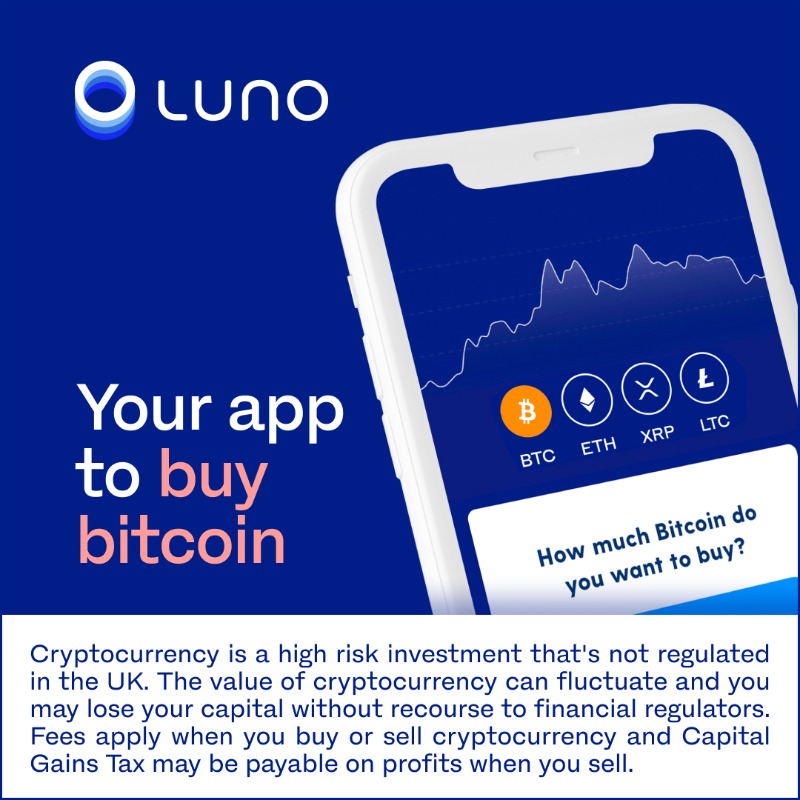 LunoGlobal's tweet photo. Your #bitcoin journey starts with Luno – the safest and easiest way to invest in cryptocurrency. 
Try it for yourself today.