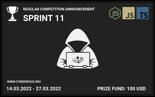 CyberspaceDev's tweet image. The competition will open at 14.03.2022 - 00:00:00 CET, prize pool USD 100.00, good luck!
#python #programming #coding #programmer #developer #java #webdeveloper #webdevelopment #webdesign #html #code #programmers #computerscience #technology #hacker #webdev #frontend #reactjs