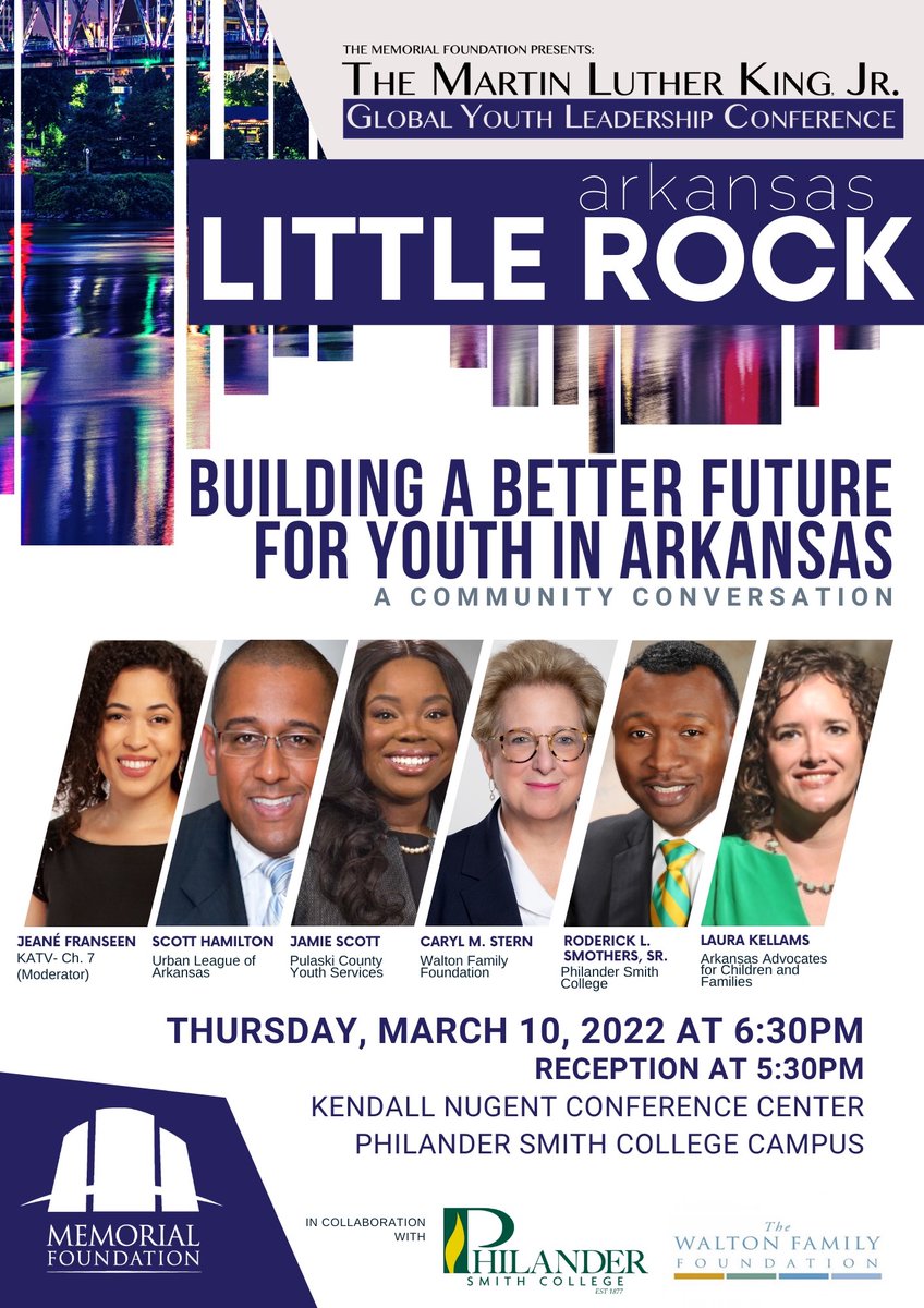 PhilanderSmith's tweet photo. Interested in ‘Building a Better Future for Youth in Arkansas’? Join us TOMORROW for a Community Conversation at PSC. https://t.co/JHV2enhXyp https://t.co/bnCENFiqJI