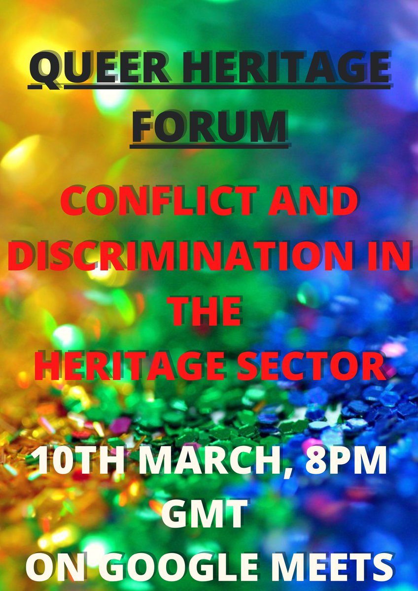 This week's subjects will be about conflict and discrimination in the heritage sector. The topics of hardship, equality and resilience will be explored. After the discussion, there will be an online party. 10th March, 8pm GMT