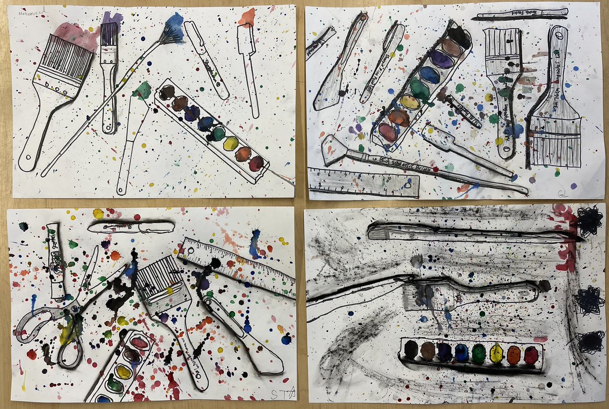 MissDressel's tweet photo. HHMS artists are creating a mixed media project inspired by Jim Dine’s paintbrush artworks. https://t.co/fKjrhE7qIU