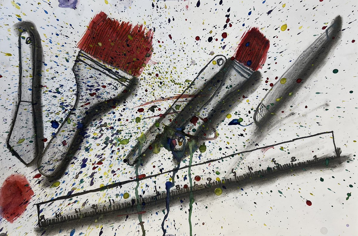 MissDressel's tweet photo. HHMS artists are creating a mixed media project inspired by Jim Dine’s paintbrush artworks. https://t.co/fKjrhE7qIU