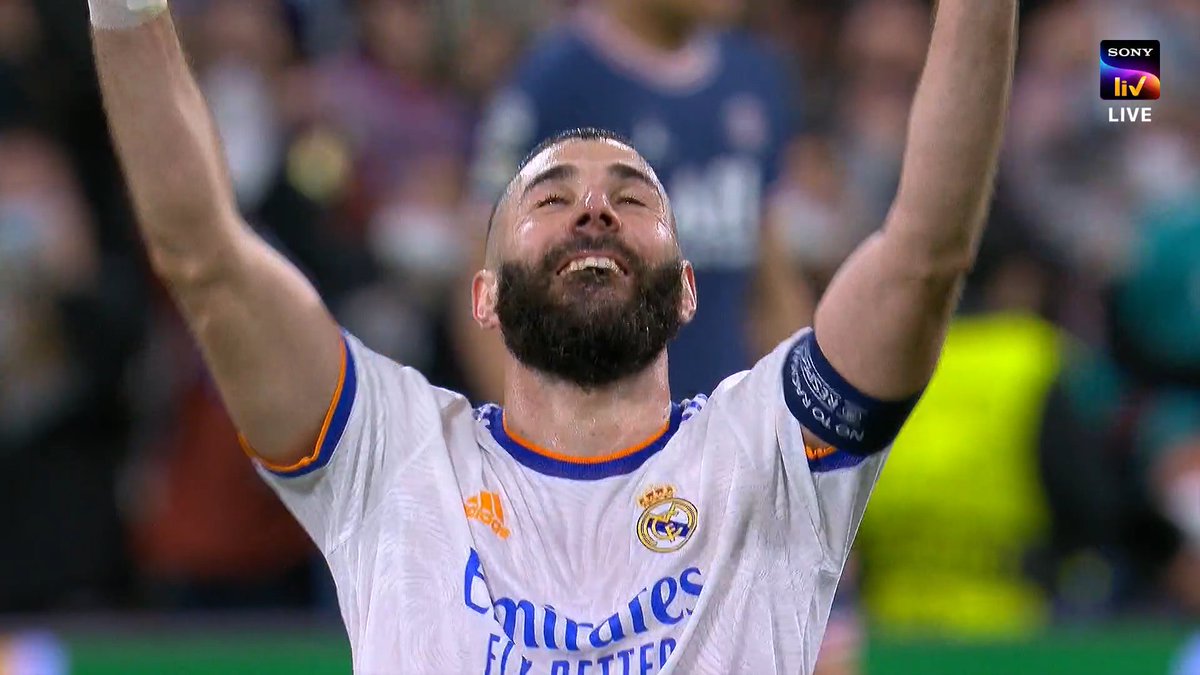 kcdikpal's tweet photo. PSG is out. Real Madrid 3-2 PSG on aggregate. 
Hattrick for Benzema. 
Champions League. https://t.co/JNdt46y8Ro