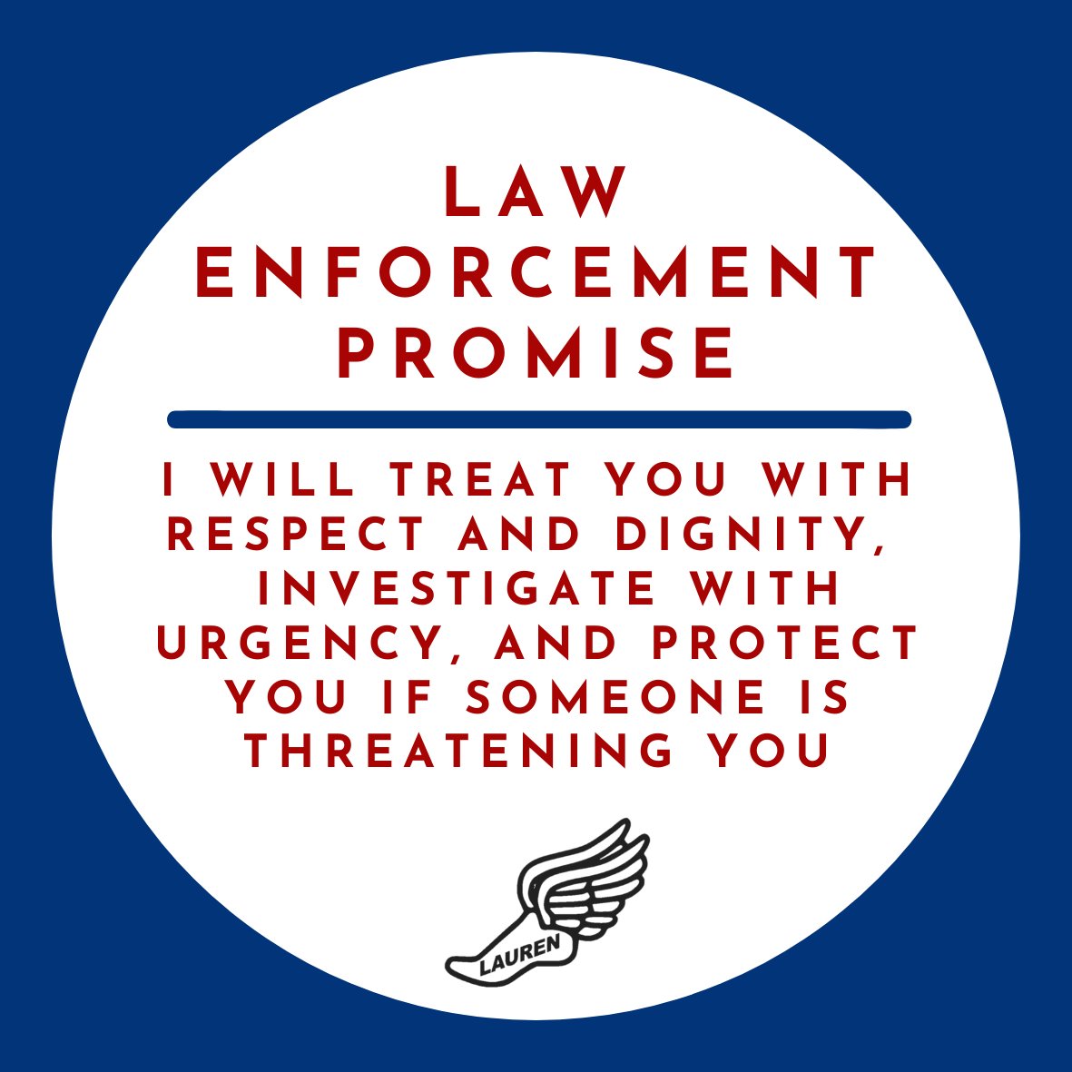 jjmccluskey's tweet photo. I hope that all officers would have wanted to make this promise to Lauren when she was still alive and asking for help. https://t.co/DqsnEcu3eo