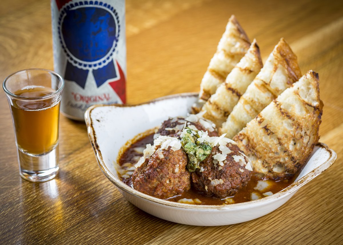 Meatballs and a beer make the perfect appetizer before dinner