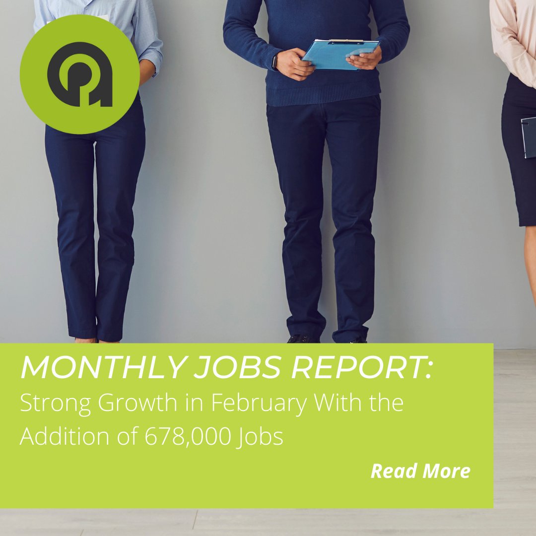 ApptreeStaffing's tweet photo. Nonfarm payroll employment increased by 678,000 jobs in February, following the addition of 481,000 jobs in January, according to the latest data from the Bureau of Labor Statistics. There are still 2.1 million jobs left to gain to reach prepandemic levels
#staffing #staffingnews https://t.co/gp4aDFDjjL