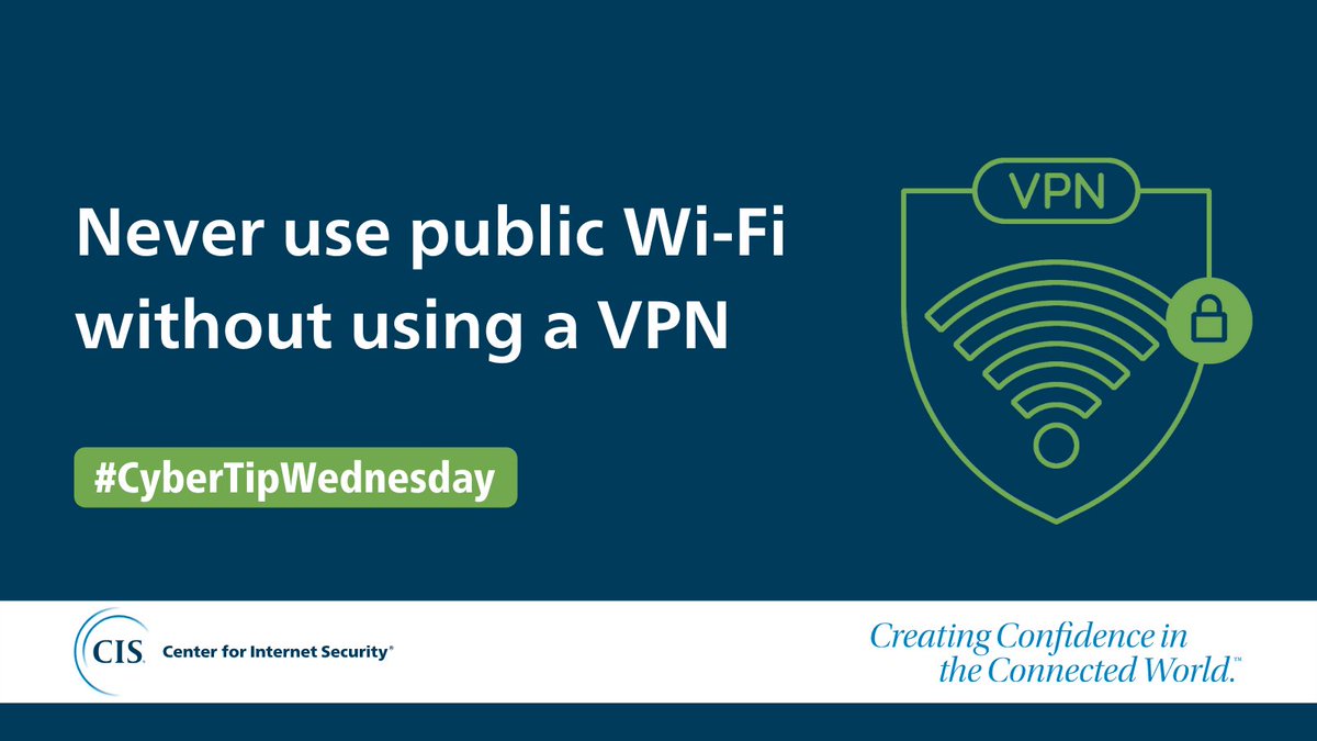 CISecurity's tweet photo. If your employees are going to be doing work outside of the office network, requiring them to VPN into a secure network is essential. #CyberTipWednesday #Cybersecurity https://t.co/00fxWB3QPH https://t.co/ScccwuFkso