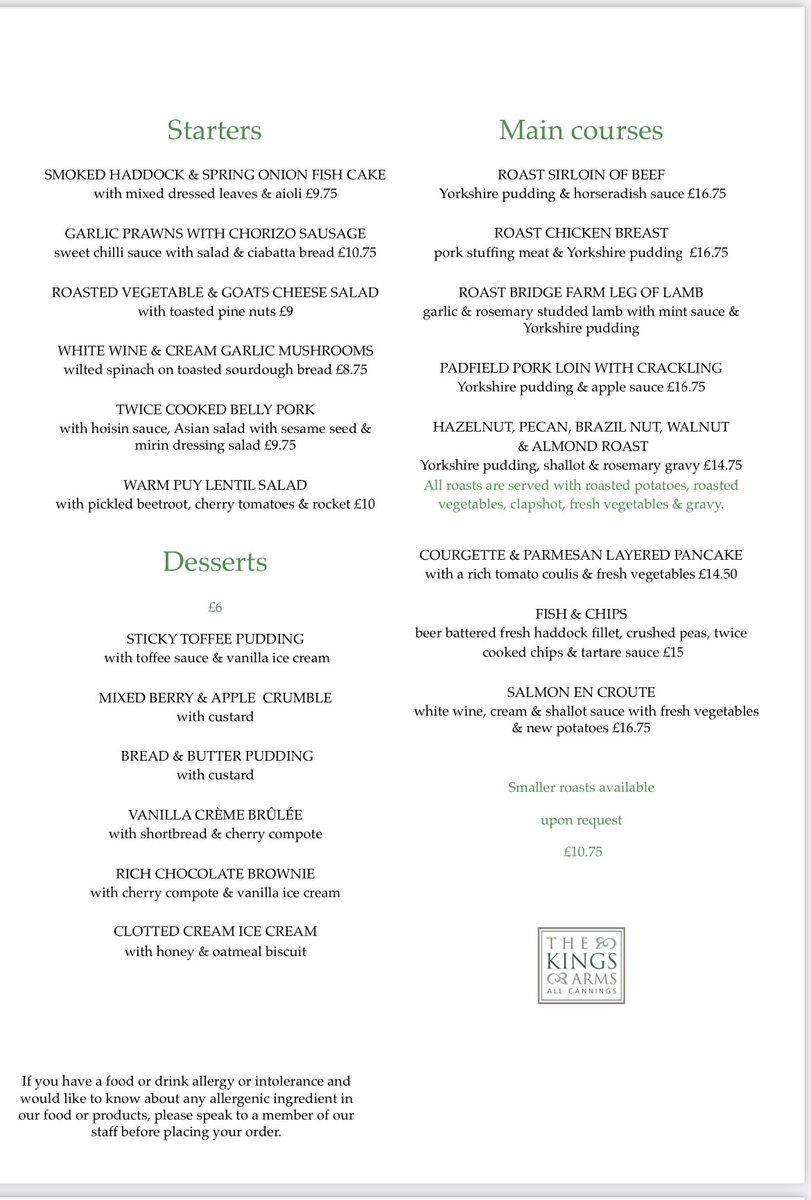 Mother’s Day Lunch Menu