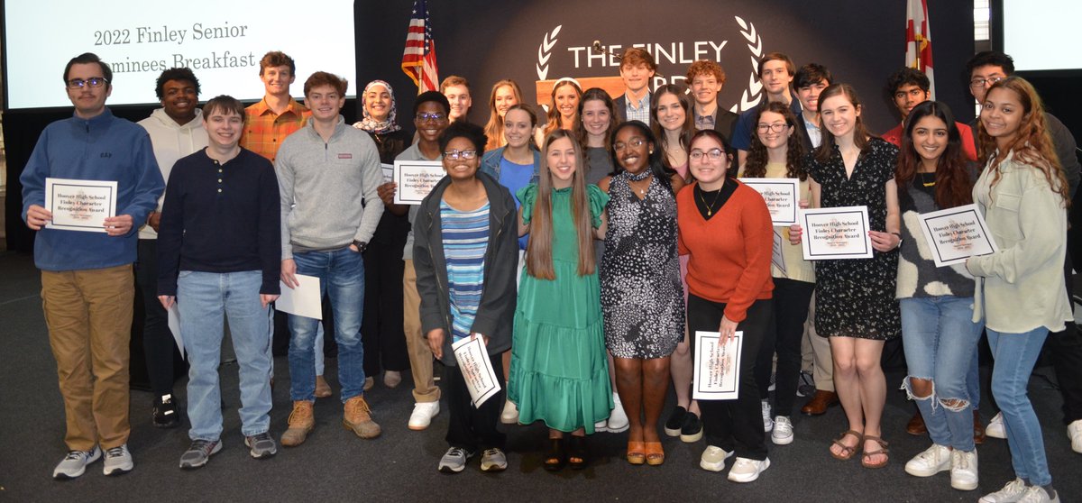 FinleyCommittee's tweet photo. The Finley Committee &amp; HCS held the 2022 Senior Nominee Breakfast Wednesday morning at the Finley Center. It was a special time to celebrate all of the outstanding seniors from Hoover &amp; Spain Park High Schools who were nominated for the 2022 Finley Award. #finleycharacteraward https://t.co/zSp8XZpy1V