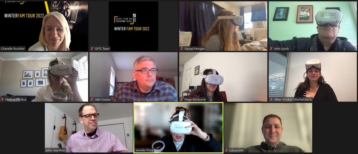 bctq_qftc's tweet photo. FAM TOUR VR - HIVER 2022 🎬🤝
Aujourd'hui, une nouvelle tournée de familiarisation virtuelle avait lieu avec sept producteurs américains venant de Netflix, Warner Bros, MGM, Paramount et Original Film.
#FilminginQuebec #LosAngeles #Quebec #Montreal https://t.co/VPOrtEAKTC