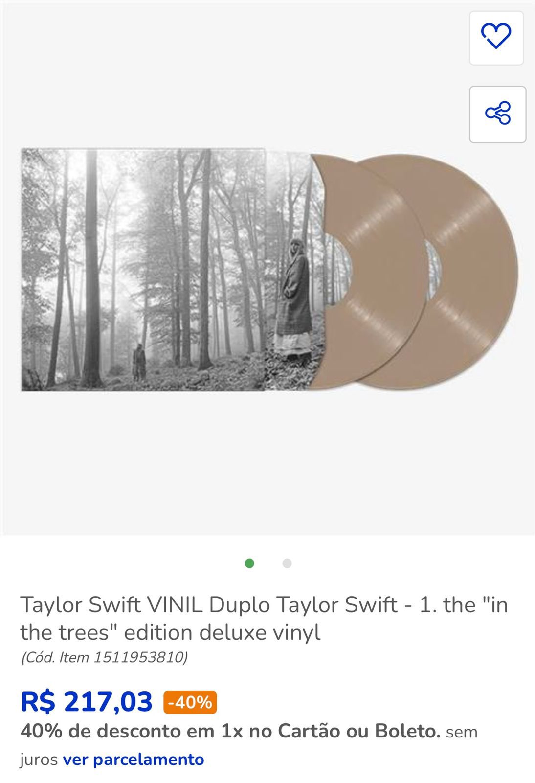 Folklore - Taylor Swift - Vinilo Deluxe In The Trees (n°1)