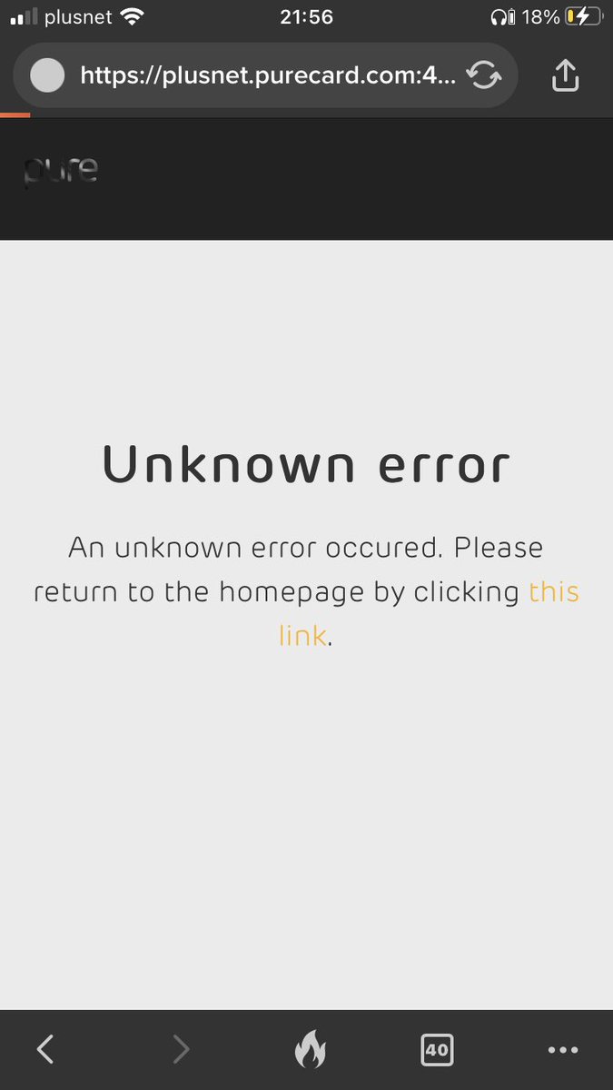 Drahmuh's tweet photo. @Plusnet  I’ve tried twice to activate my #purecard and both times got this message after entering the emailed activation code. What’s going on? https://t.co/AAdQhgGdI8