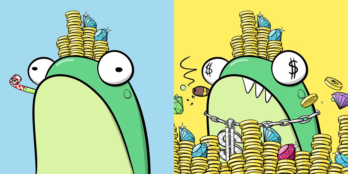 Left - me after we sold 10k frogs
Right - alternate universe me had we not paid our teammates, created a project treasury, and donated $33k to <a href="/savethefrogs/">SAVE THE FROGS!</a>