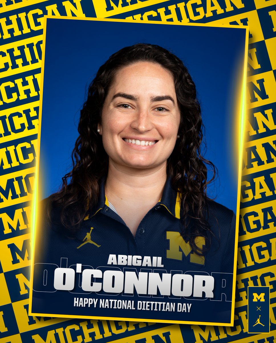 UMichFootball's tweet photo. Happy National Dietitian Day to the 🐐@A_OConnorRD! 

Our program is grateful for the hard work Abigail puts into keeping our players performing at the highest level. 

#GoBlue https://t.co/mHT2M0xEuJ